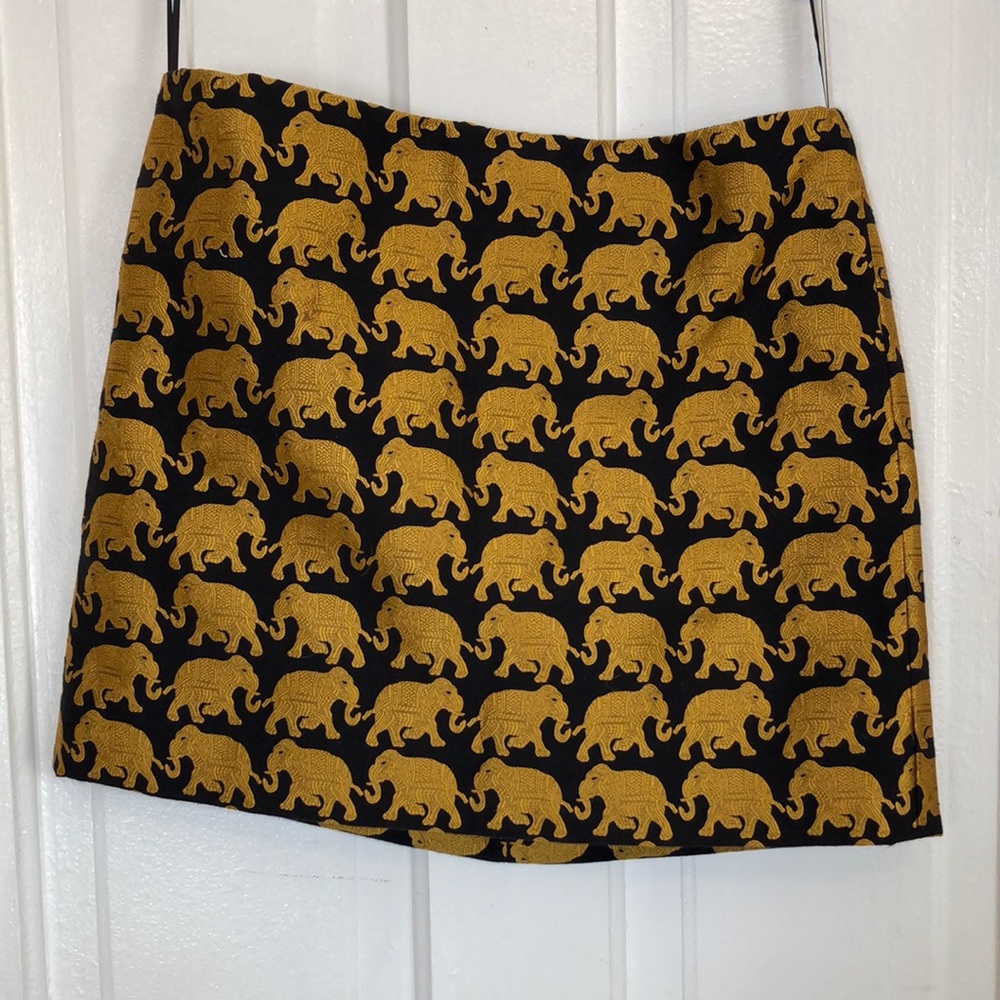 Gold & black elephant embroidered JCrew mini skirt